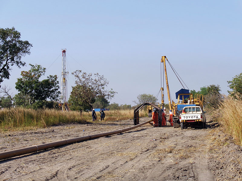 Oil pipeline installation in sub-Saharan Africa. 